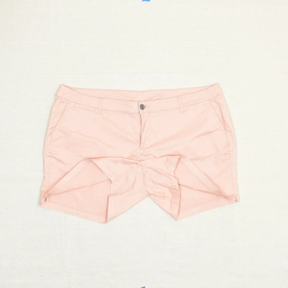Lane Bryant Women Chino Shorts Solid Zip Cotton Blend Pink Size 22P
